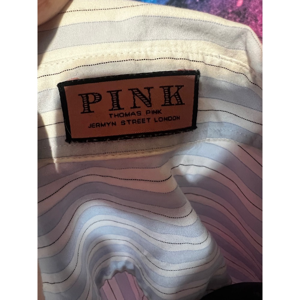 Thomas Pink London Womens Blue White Striped 3/4 Sleeve Button Down Shirt Sz 12 - Picture 4 of 5